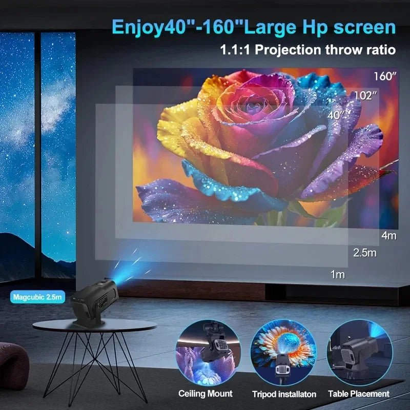 2025 4K Android 11 Projector Native 1080P 390ANSI HY320 mini Dual Wifi6 BT5.0 1920*1080P Cinema portable Projetor upgrated HY300 - Magcubic Store
