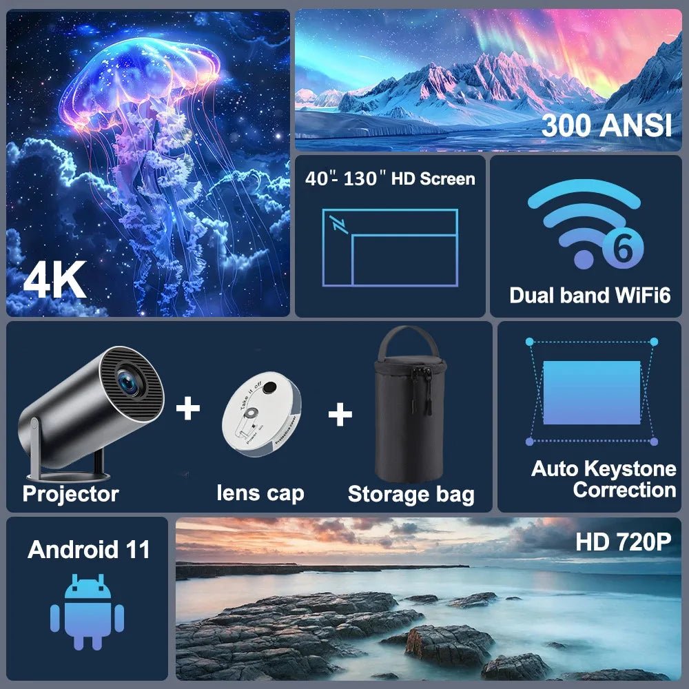 2025 DITONG HY300 pro Plus HD 4K Projector portatil 1280x720P Android LED Video Home Theater Cinema Proyector Movie HY320 mini - Magcubic Store
