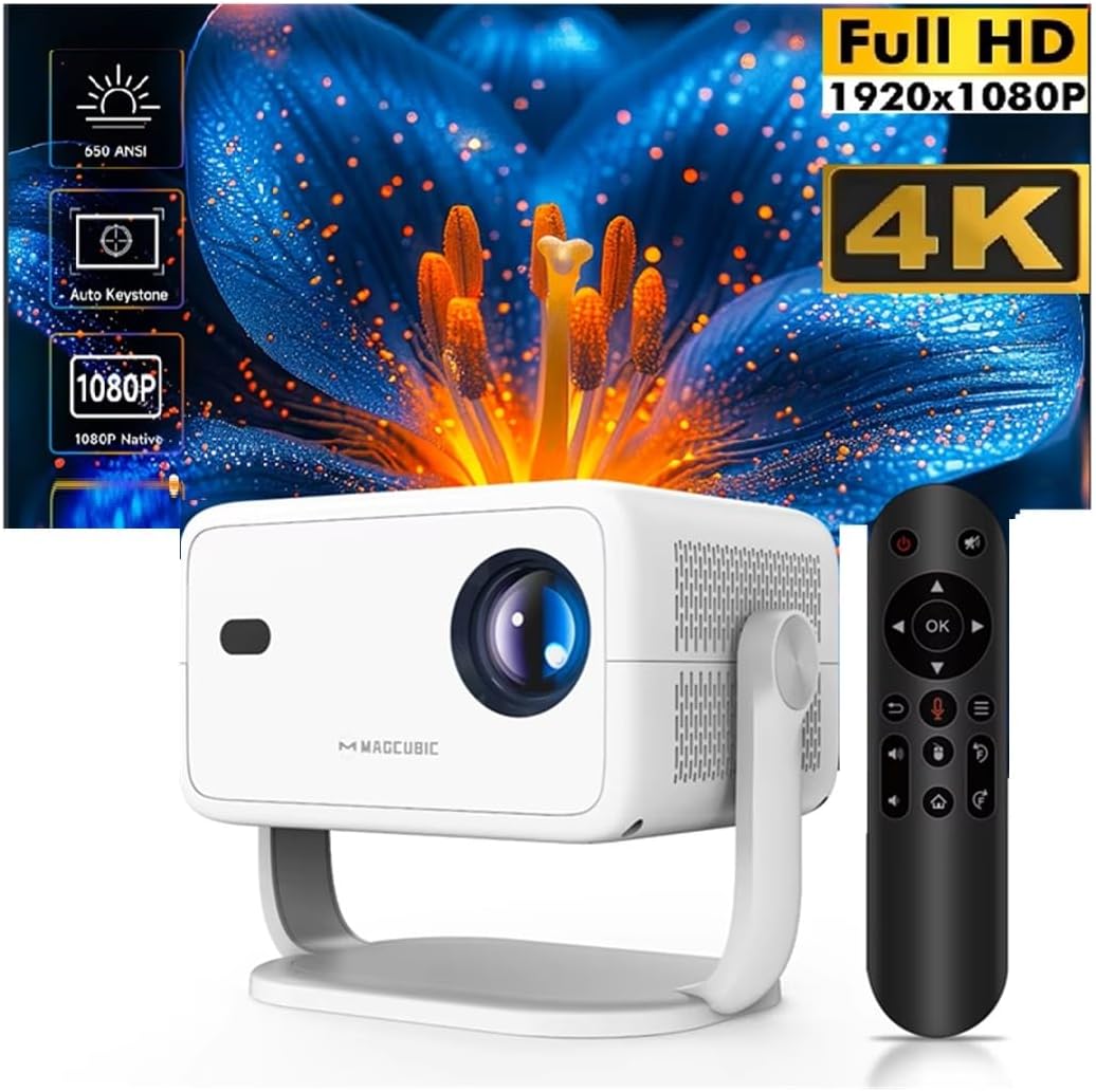 Magcubic 650ANSI L018 4K Projector Native 1080P Home Cinema Auto Focus Keystone Android 11 WiFi6 Portable Projector for Outdoor