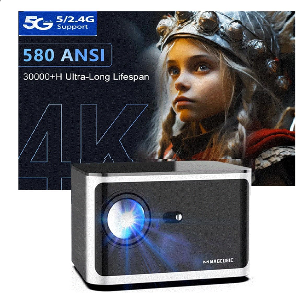 Magcubic HY350 Projector Android 11 4K 1080P 580ANSI Wifi6 Voice Control Allwinner H713 Electronic Focus BT5.0 Home Projetor