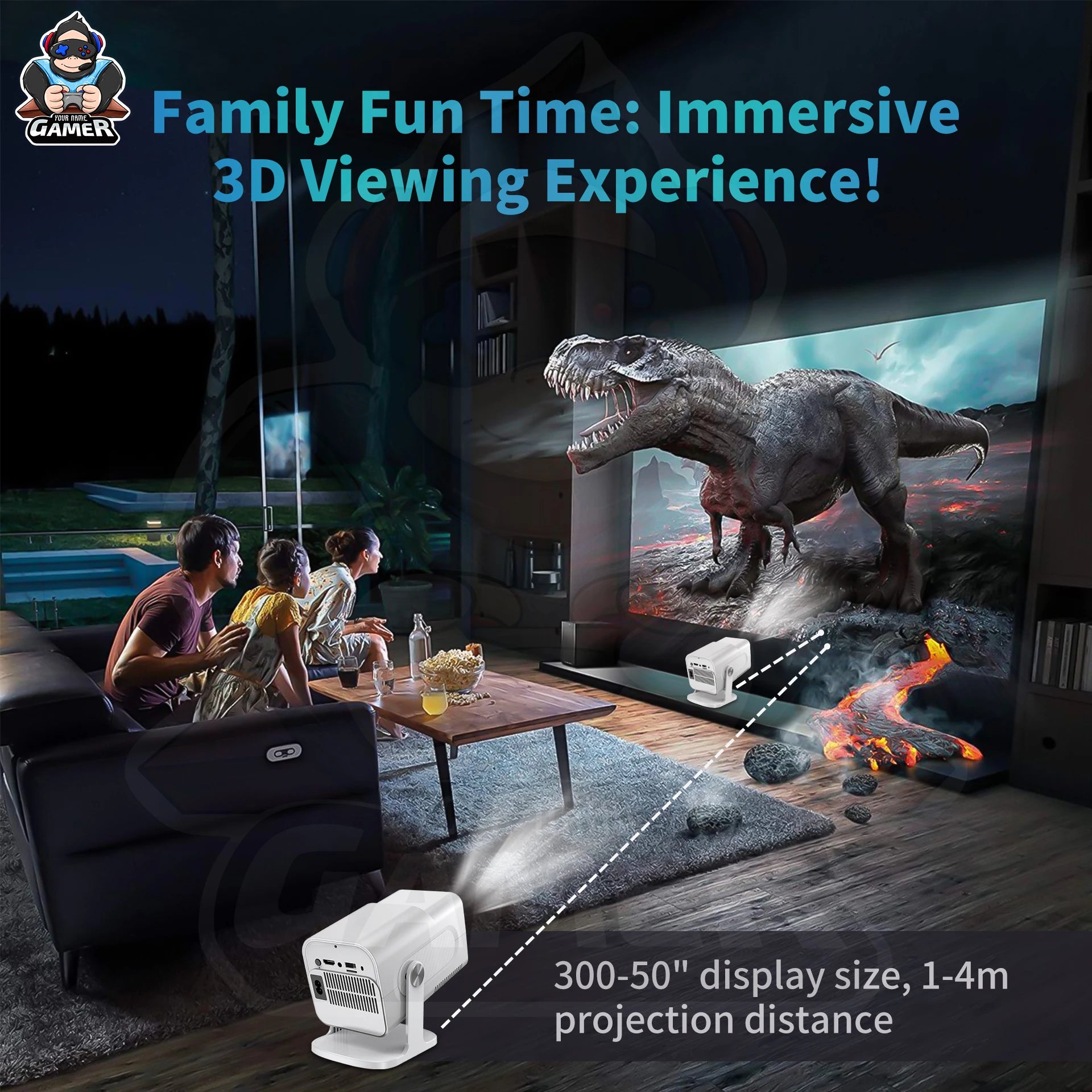 HCS350 Max Gaming Projector 1+8G H713 3D HD Android 11 High Lumen Wireless Smart Projector with BT Voice HCS350Max