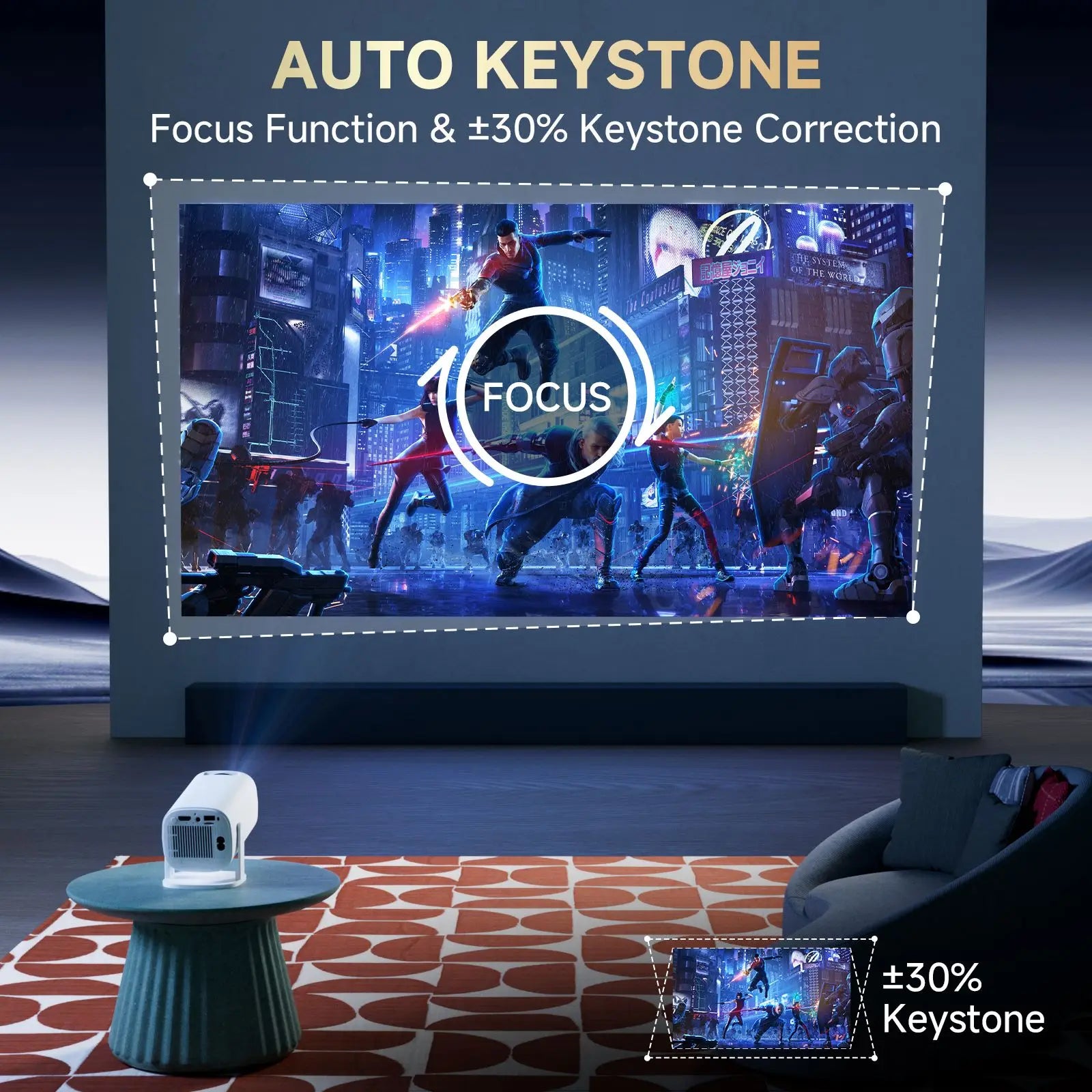 P30PRO Android 14 Smart Mini Projector WiFi6 BT 5.0 Supports 4K 1280 * 720P Supports Screen Mirroring Home Theater Projector