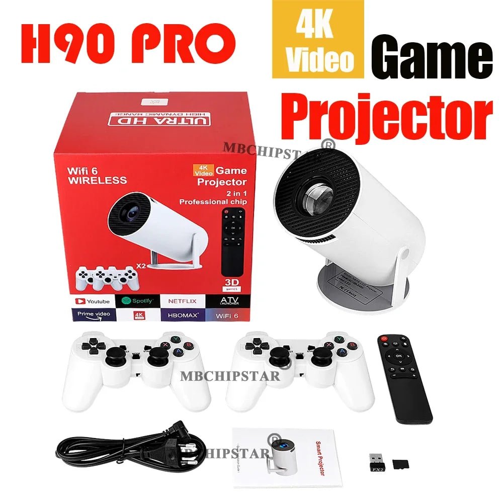 H90PRO 4K Gaming Projector 19000+ 3D Retro Video Games Wireless Gaming Controller for PS1/SEGA Portable Home Theater Dual System - Magcubic Store