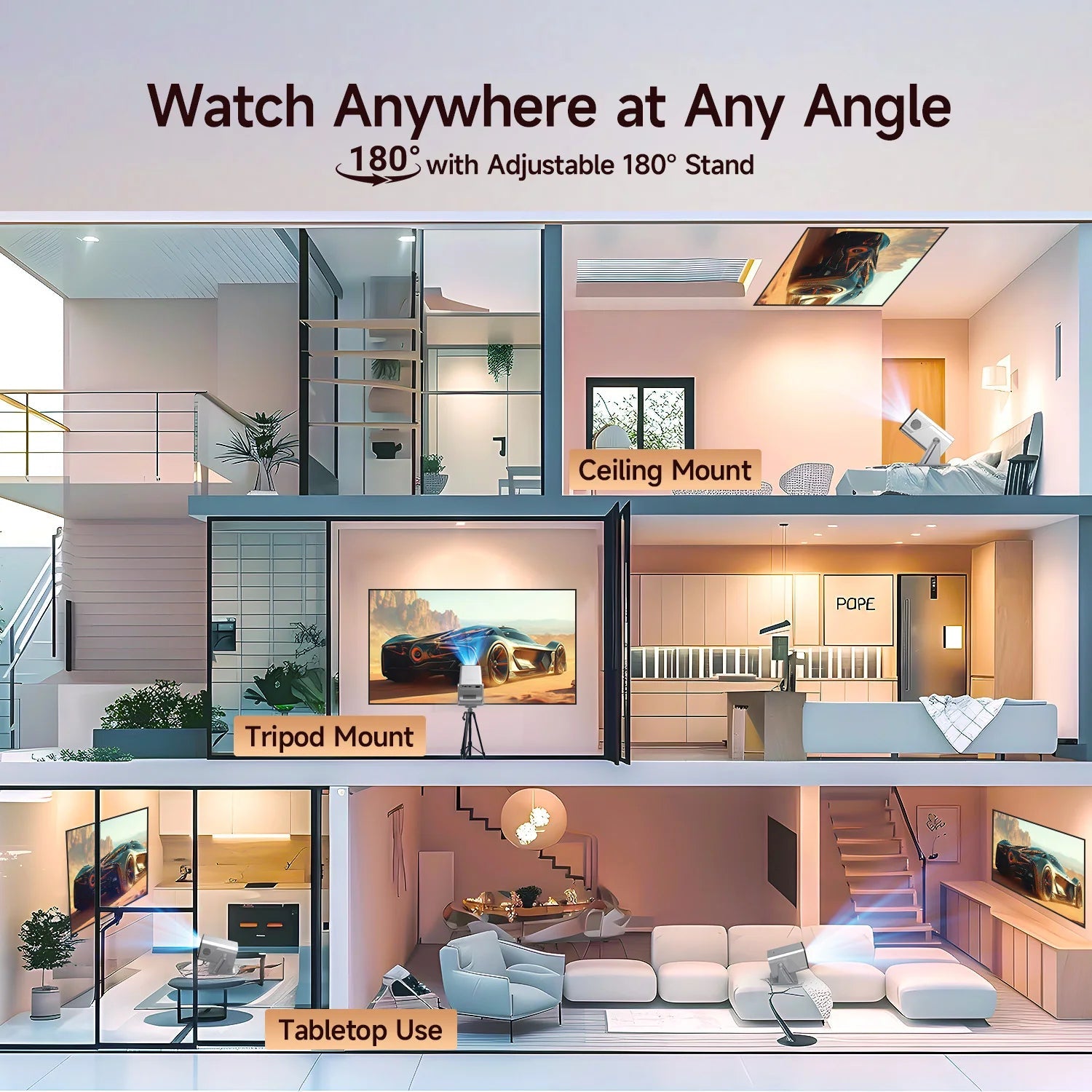 Magcubic 8K Support HD 1080P 1000ANSI X7 Projector With 5W Speaker Android 14 WiFi6 BT5.4 Outdoor Video Home Theater Projector - Magcubic Store