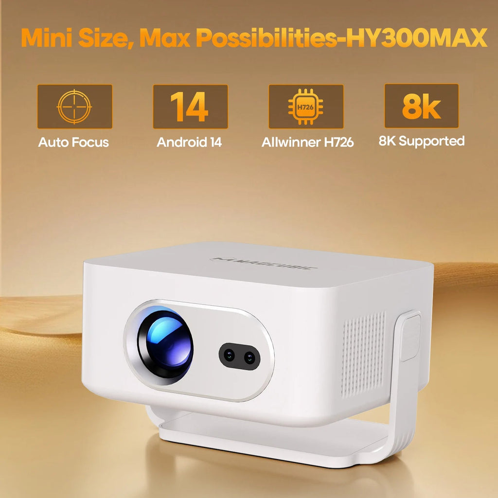 Magcubic Android 14 Auto Focus HY300Max Portable Projector 400ANSI WiFi6 Projector Support 8K Full HD Home Outdoor Cinema HY300 - Magcubic Store