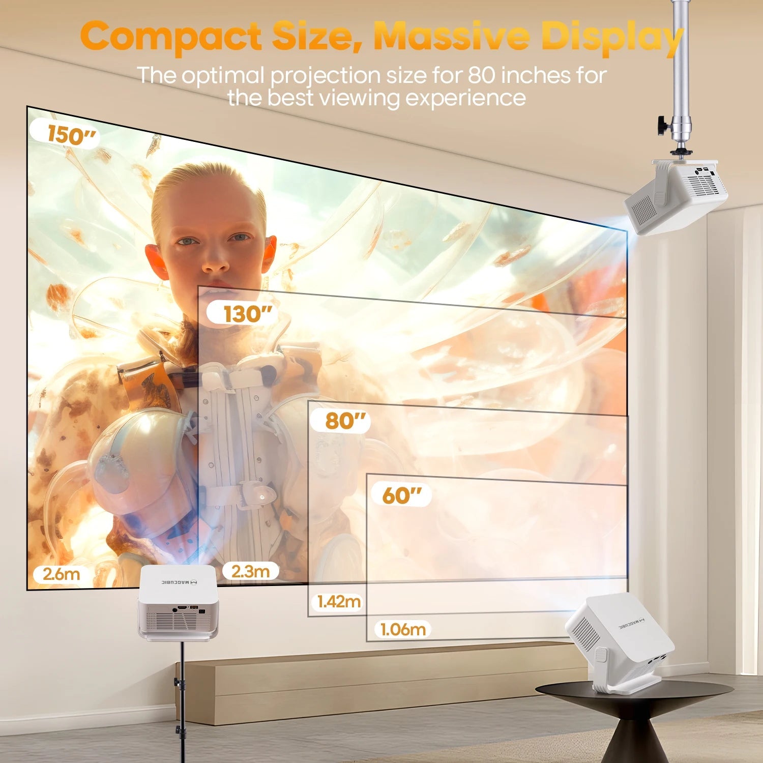 Magcubic Android 14 Auto Focus HY300Max Portable Projector 400ANSI WiFi6 Projector Support 8K Full HD Home Outdoor Cinema HY300 - Magcubic Store