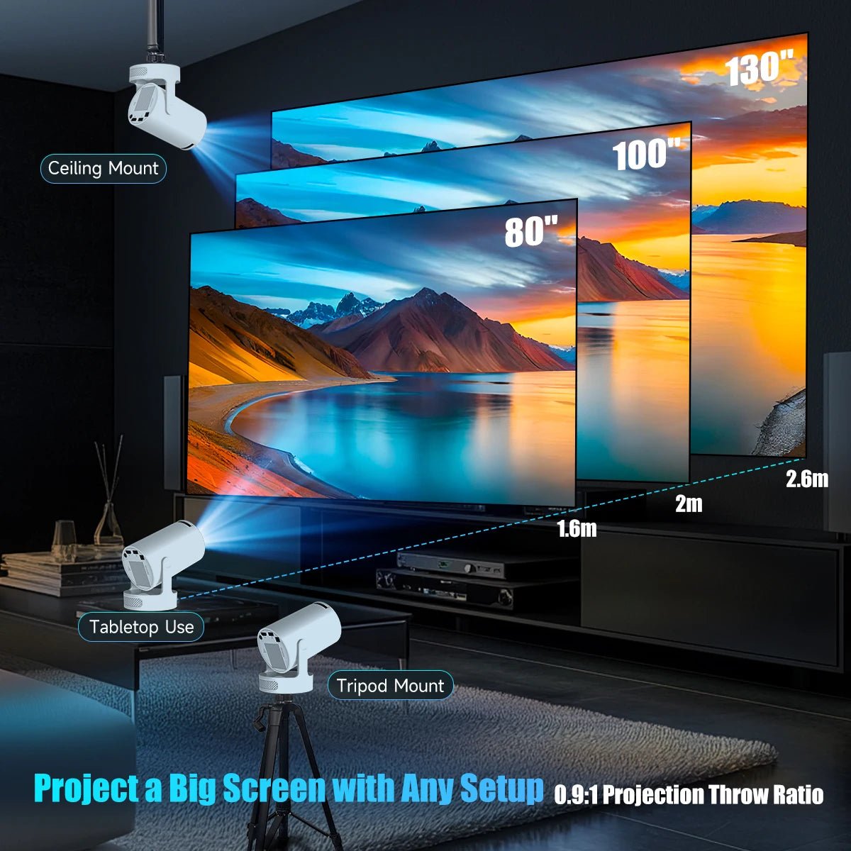 Magcubic HY300 Pro + Projector 8K 720P With 5W Speaker Android 14 8000 Lumens WiFi 6 BT5.4 Outdoor Video Home Theater Projector - Magcubic Store