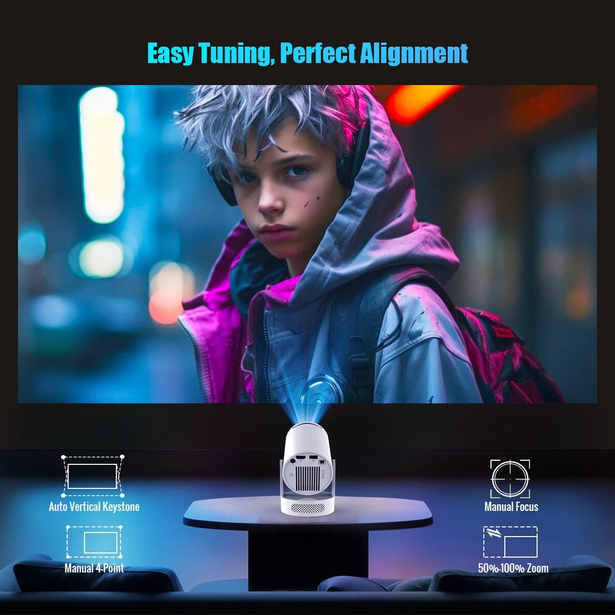 Magcubic HY300 Pro + Projector 8K 720P With 5W Speaker Android 14 8000 Lumens WiFi 6 BT5.4 Outdoor Video Home Theater Projector - Magcubic Store