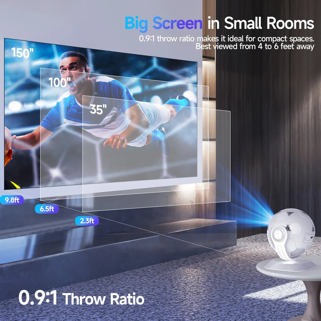 Magcubic HY300F Android 14 8K Projectors 300 Ansi MINI Projector LED Wifi6 BT5.4 Creative Football Styling Movie Home Theater - Magcubic Store
