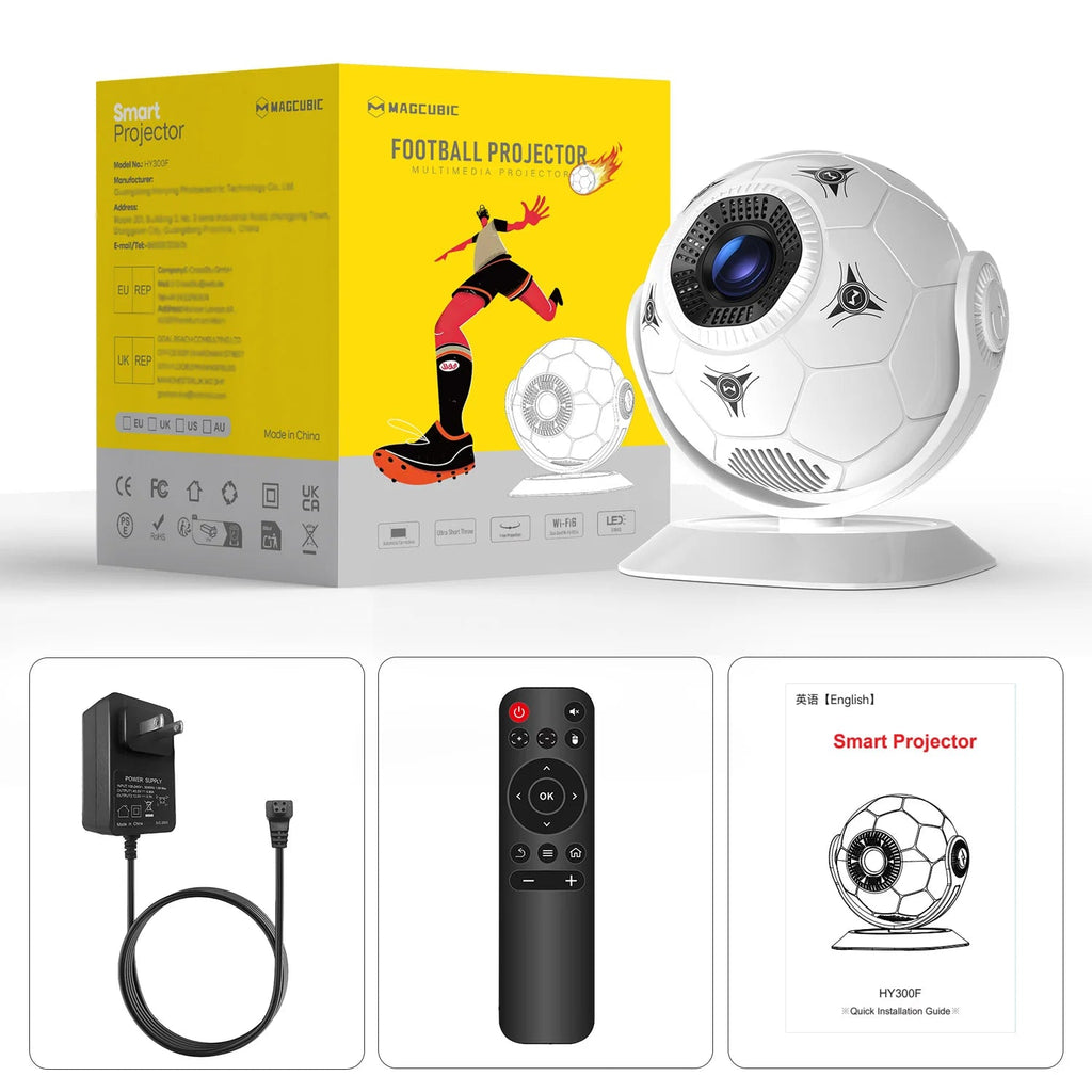 Magcubic HY300F Android 14 8K Projectors 300 Ansi MINI Projector LED Wifi6 BT5.4 Creative Football Styling Movie Home Theater - Magcubic Store
